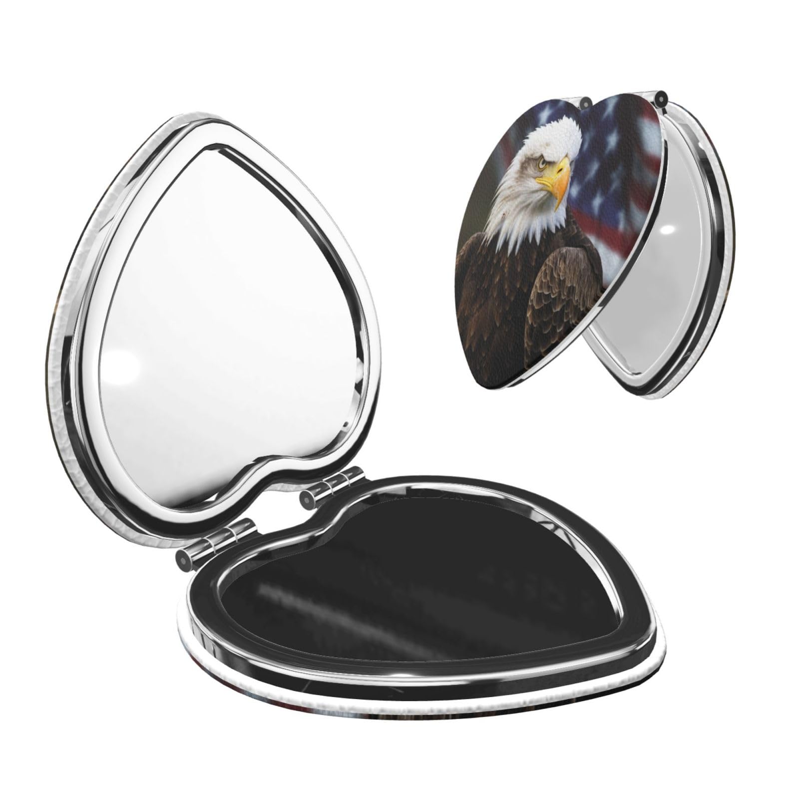 DWVTSLH American Bald Eagle Compact Mirror for Purse, Double-Sided 2X/1X Magnifying Mirror for Women Men, Travel Makeup Mirror for Handbag, Handheld Vanity Mirror for Gift