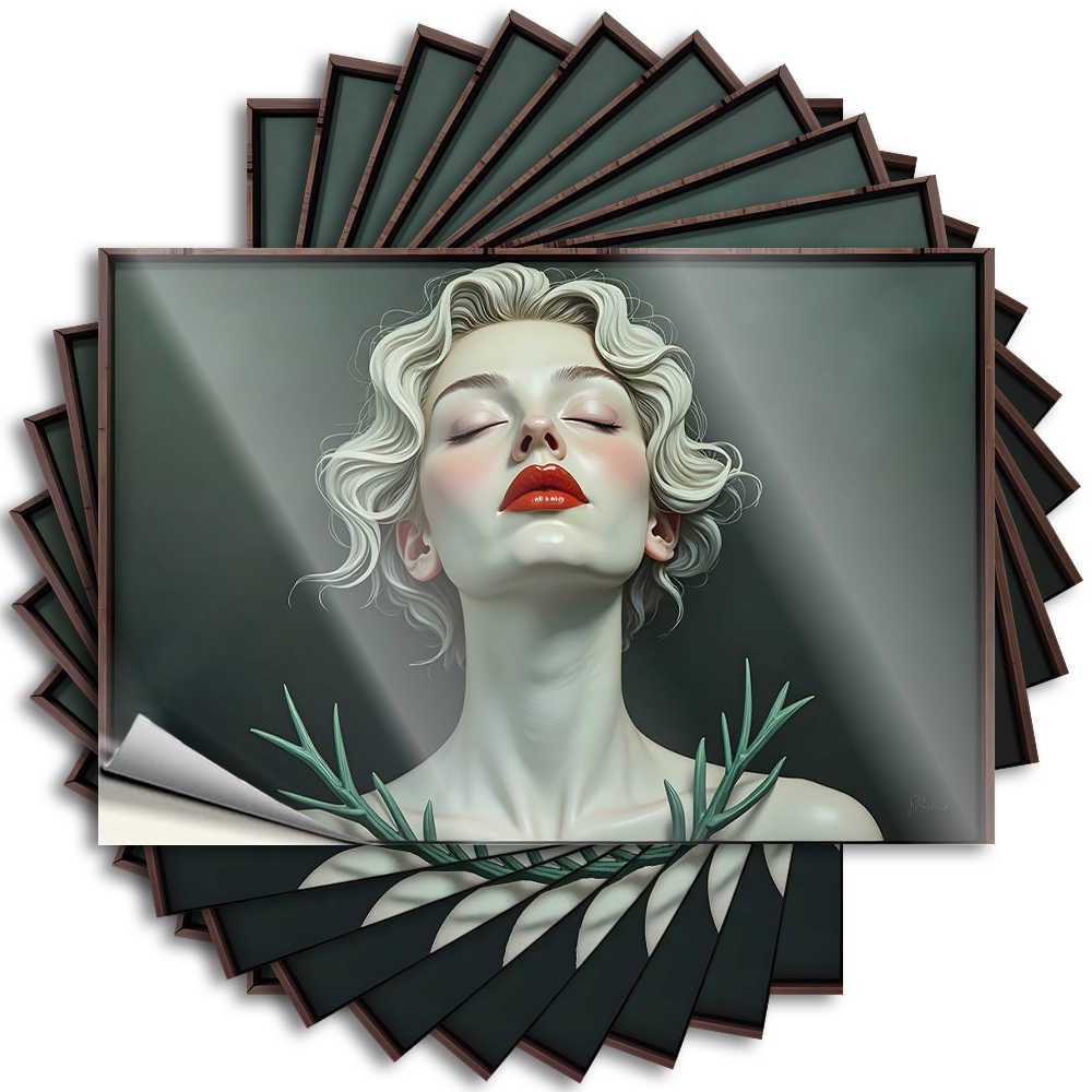 Saying Girls Easy Apply | Whispering Leaves: A Dreamy Portrait of Serenity Funky Hat Peel and Stick(8X12CM)