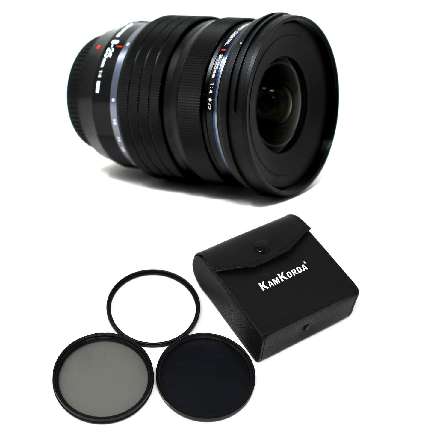 Kamkorda Lens Filter Kit 72Mm + Olympus M.zuiko Digital 8-25Mm F/4 Pro Lens, Micro Four Thirds System, Movie & Still Compatible Af System, Weather-Resistant Construction + 2 Year Warranty
