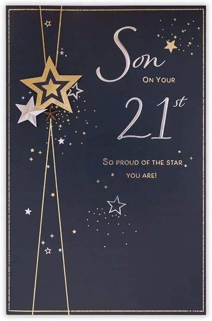Clintons: Type & Stars, 21st Son Milestone Birthday Greetings Card, 149x229mm, multi, 1163248