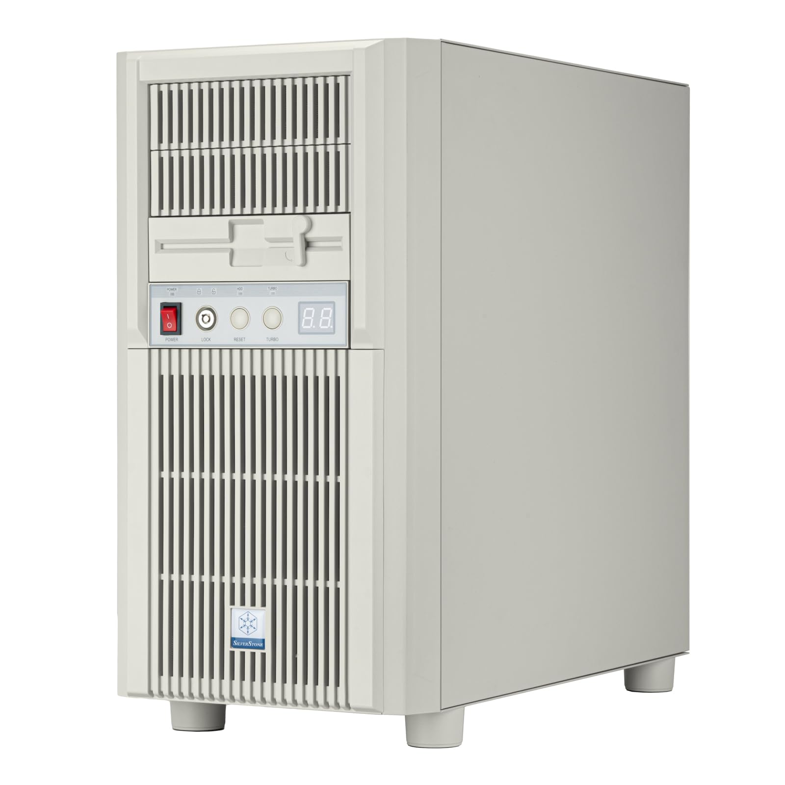 SilverStone FLP03 - Retro-inspiriertes M-ATX Gehäuse mit Unterstützung für vielseitige Speicherlösungen High-End-GPUs und effiziente Kühlung, SST-FLP03W