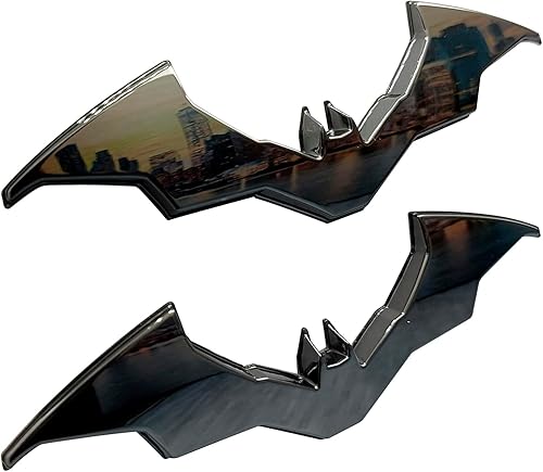 Fan Emblems The Batman 3D - Insignia de coche en 3D, logotipo de murciélago de la película (negro cromo: 4.3 x 1.3 x 0.2 pulgadas)