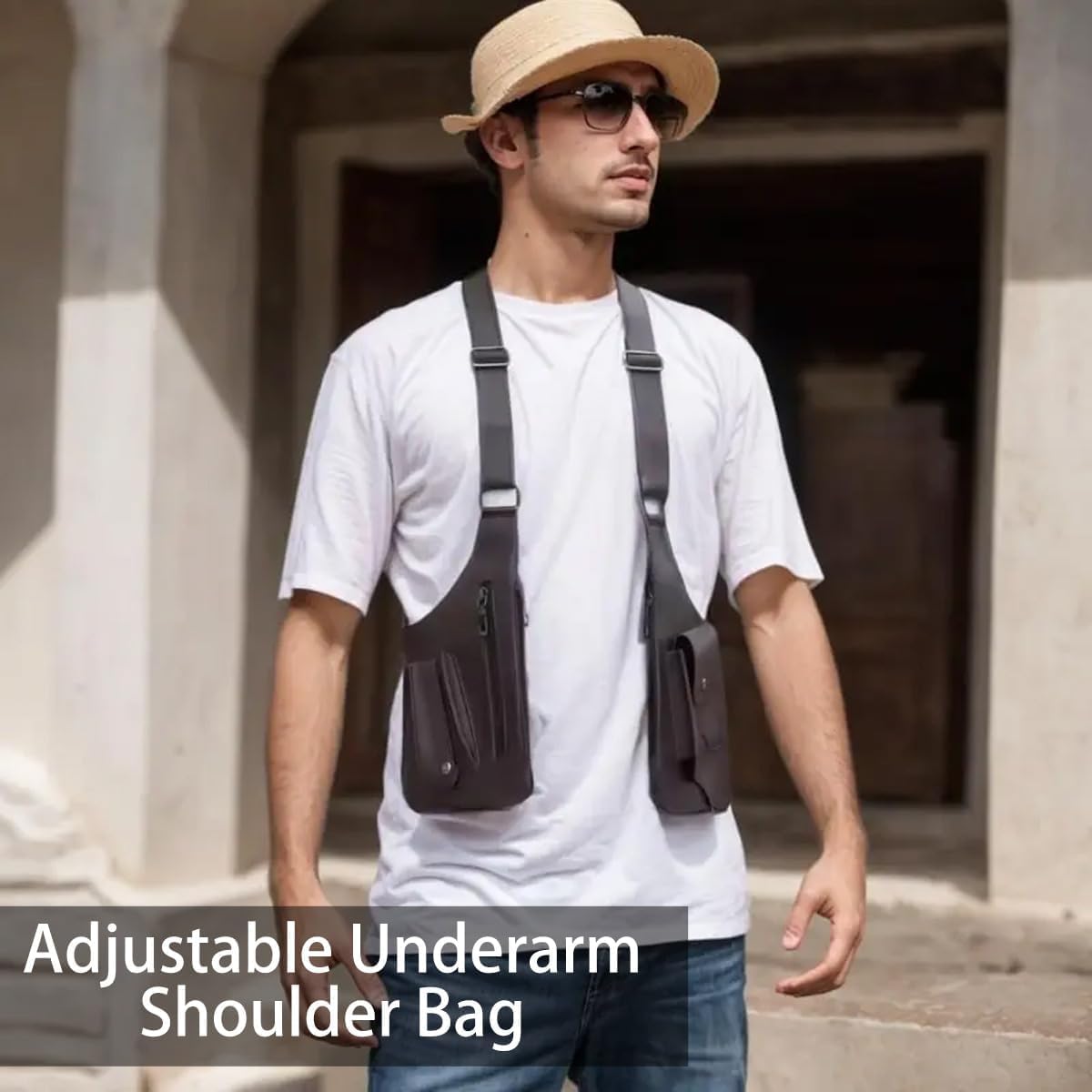 2026 New Premium Leather Adjustable Underarm Shoulder Bag for Men, Anti-Theft Hidden Adjustable Strap Holste - Image 2