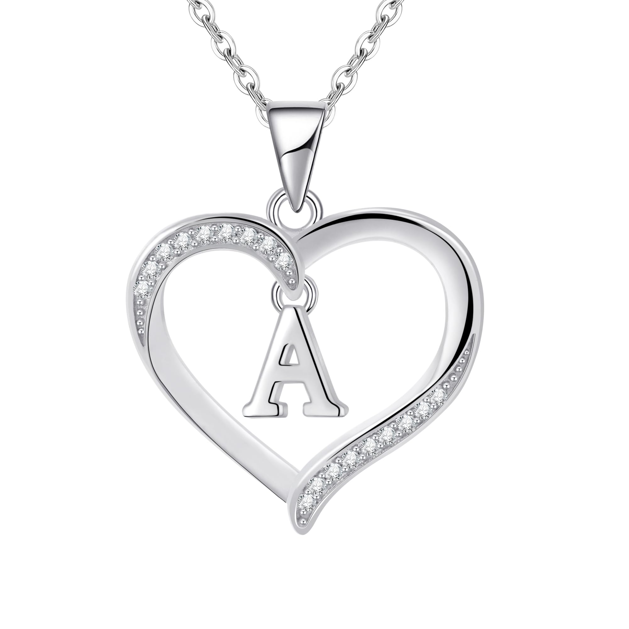 Cosie Lily Collar Mujer Colgante Corazon Collar con Inicial A-Z,Collar Plata de Ley 925 26 letra Colgante Plata Mujer Joyeria Mujer Regalo Mujer Original Para Mamá,Novia,Cumpleaños San Valentín Regalo