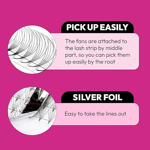 Miniatura 3 de 120 abanicos Promade, 5D 0.07, tamaño mixto, 0.315-0.591 in, rizo D, extensiones de pestañas postizas de volumen, extensiones de pestañas postizas