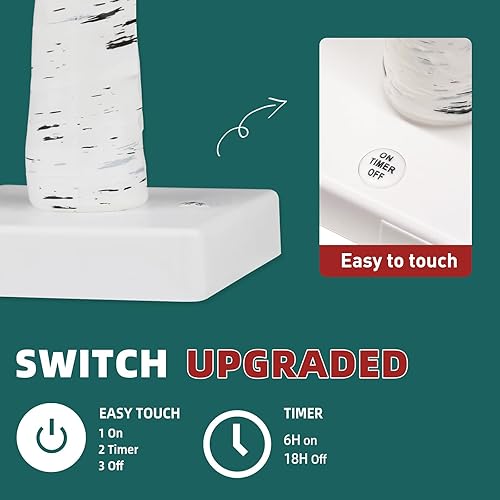 Miniatura 6 de PABIPABI Árbol de abedul iluminado, paquete de 2 árboles de Navidad con 24 LED, centro de mesa, luces artificiales para árbol de mesa, temporizador