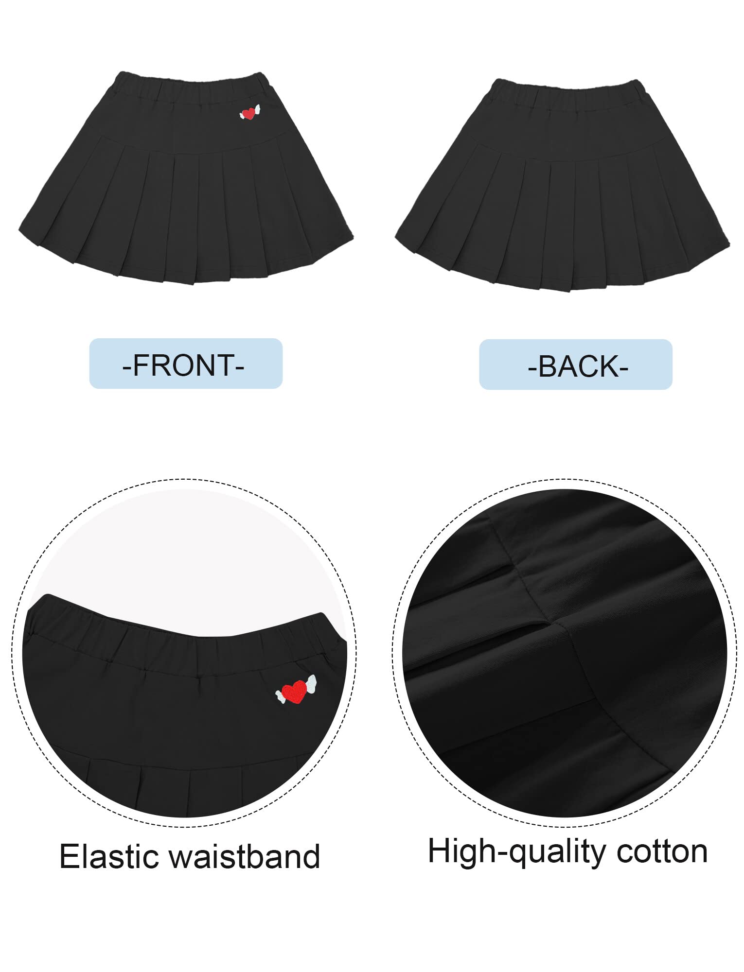 FEOYA Sport Rock mit Hose Mädchen Kinder Sommer Tennisrock Atmungsaktiv Faltenrock Einfarbig Hosenrock Leicht Sommerrock Plissee Sportrock Baumwolle Golfrock Bequem Skort 110-160