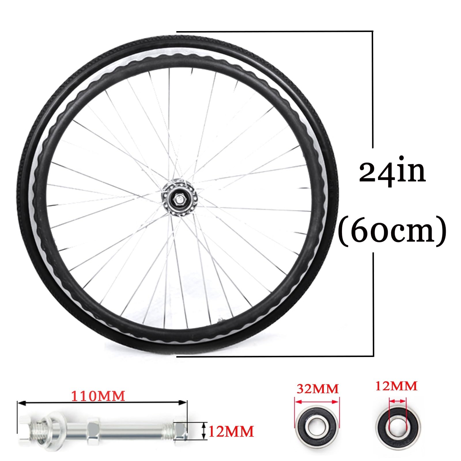 HJXGQJM Ruedas para Sillas De Ruedas Rueda Trasera De La Silla De Ruedas, Prueba De Pinchazos Macizos Ruedas para Sillas De Ruedas, para Sillas De Ruedas(24Inch/60cm(1Count))