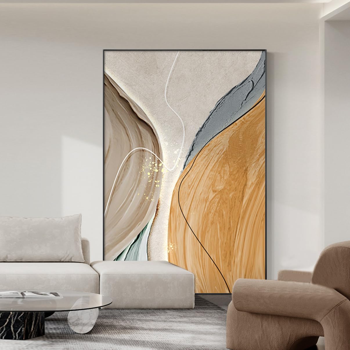 インテリアアート原画 1枚のみ縦116.7cmx横91cm 壁掛 画鋲OK.軽量