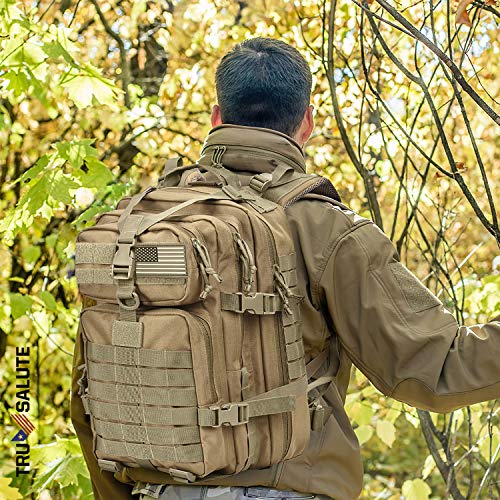 Tru Salute 45L Military Tactical Backpack Large Army 3 Day Assault Pack Molle Bug out Bag Rucksack (Tan) - Image 3