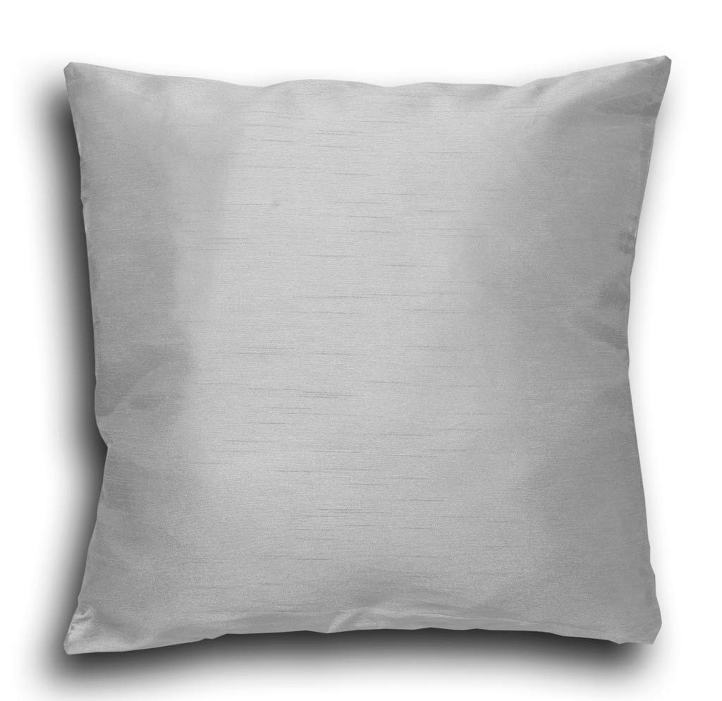 John Aird Silver Plain Faux Silk Cushion Cover 18" X 18" (Silver)