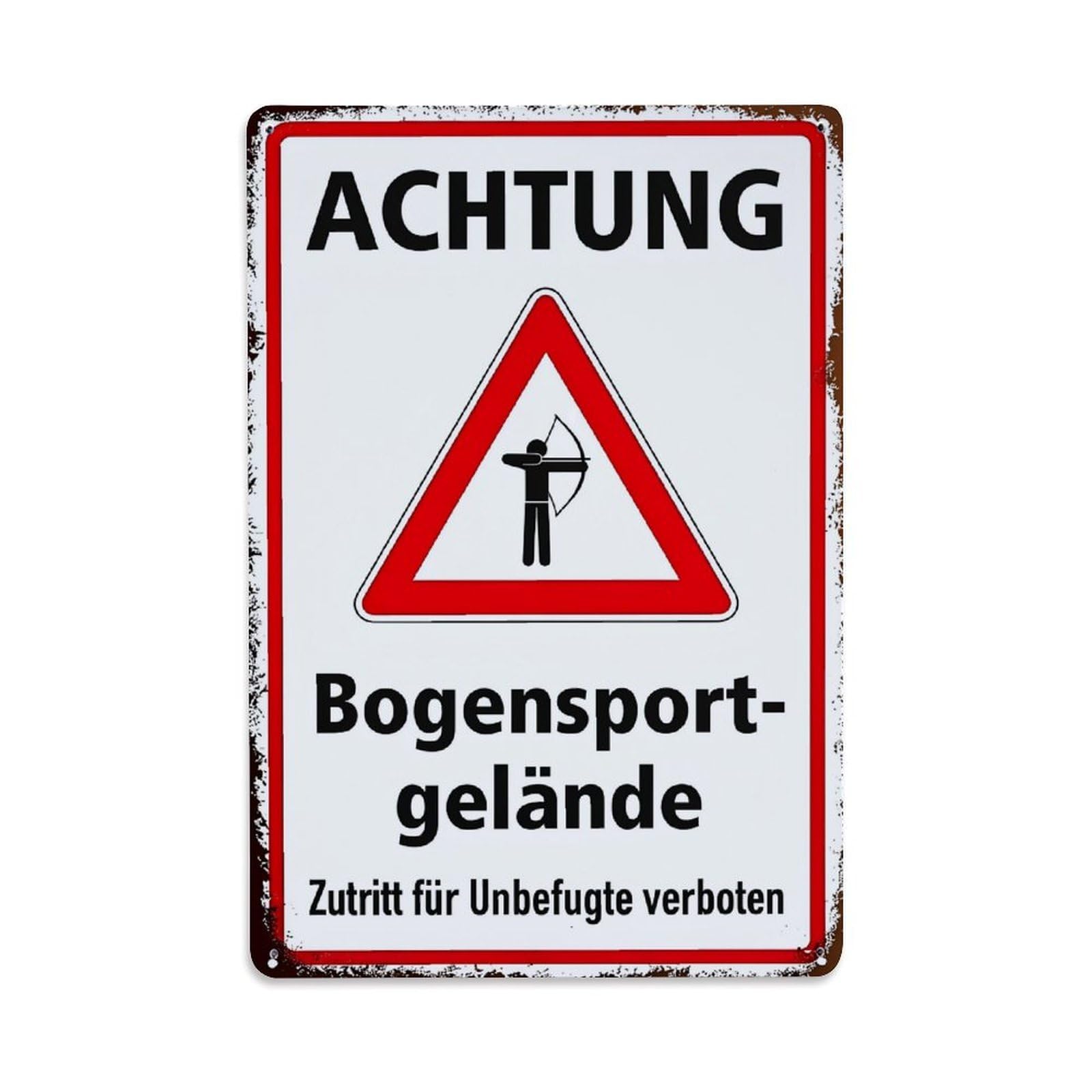 Jdfenggu Vintage Achtung Bogensportgelande Zutritt Verboten Retro Metal Tin Sign, Metal Poster For Bar, Home, Man Cave, Kitchen, Laundry Room Art Decor 8X12 Inch