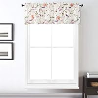 Vista 187 de VOGOL Cenefas con patrón de pájaros para ventanas de cocina, cenefa texturizada de lino con estampado floral y pájaros para ventanas pequeñas