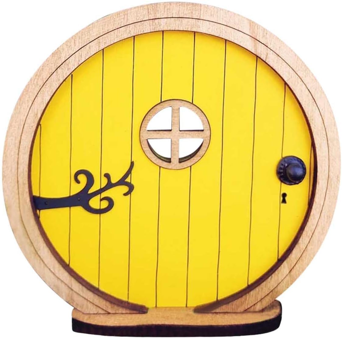 Jizian Yellow 1Pc Fairy Garden Door For Tree, Fairy Doors For Trees Outdoor And Trunk, Mini Garden Sculpture Lawn Ornament Decor, Miniatures Fairytales