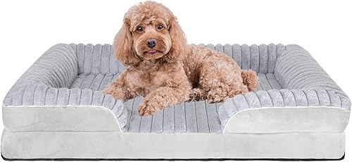 Miniatura 8 de Cama ortopédica para perros de tamaño grande y mediano, lavable de espuma viscoelástica, forro polar de pana suave de alta calidad, sofá mediano