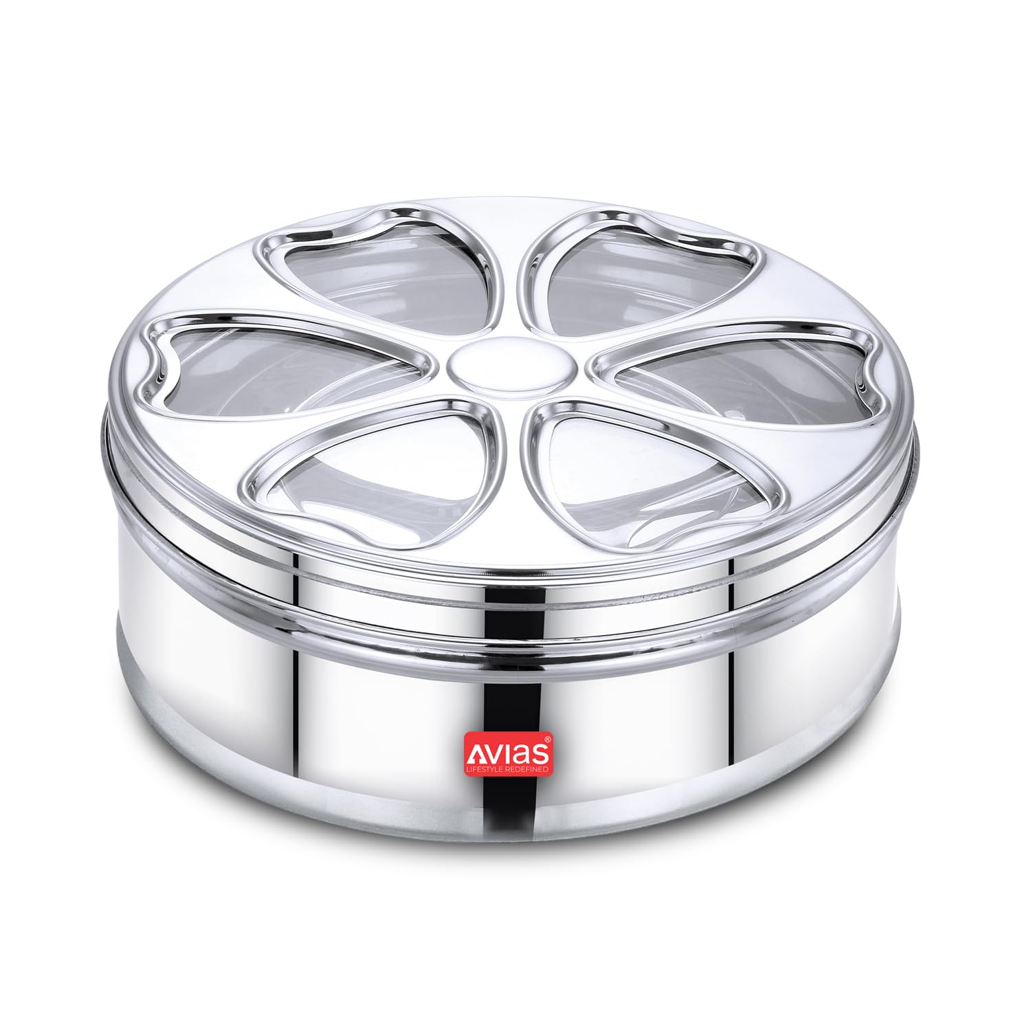 AVIAS Stainless Steel Spice Box/Masala Dabba/Spice Box for Kitchen/Anjarai Petti for Kitchen/Masala Box (Petal - Small) (B09T9NFHJS) Amazon Price History, Amazon Price Tracker