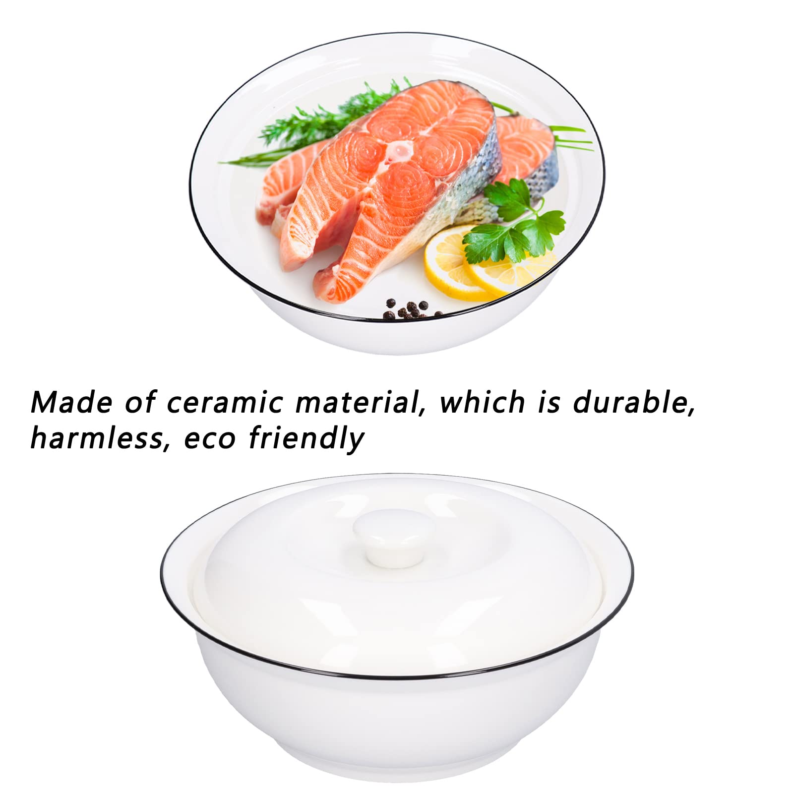 Bol à soupe, bol en céramique de grande capacité de 9 pouces avec couvercle pour cuisine, maison, hôtel