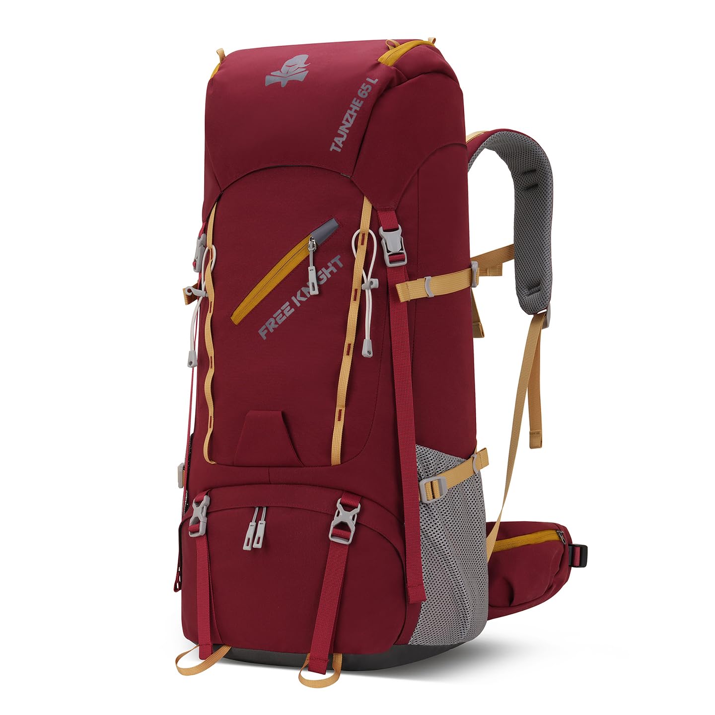 Bseash 65L Waterproof Hiking Camping Backpack with Rain Cover, Outdoor Sport Travel Daypack for Climbing Touring (Wine Red)