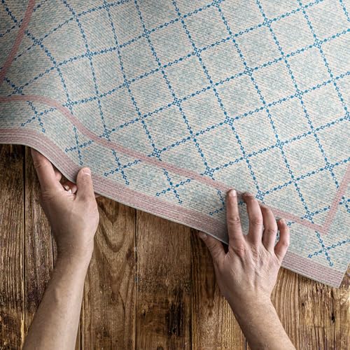 Tapis d'extérieur 60x90 cm imperméable à lignes bleues pour balcon - 5
