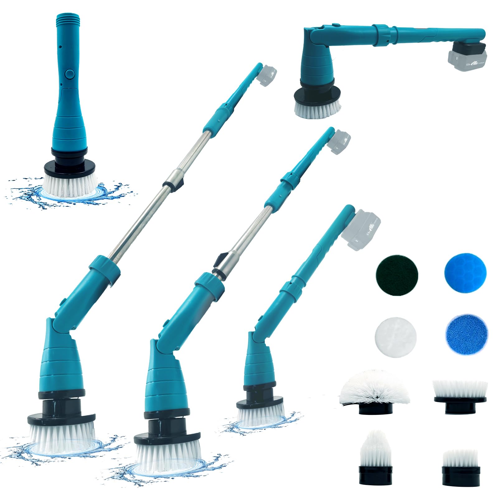 Elektrische spinschrobber voor het reinigen van de badkamer: snoerloze power shower scrubber – elektrische reinigingsborstel voor tegelslang