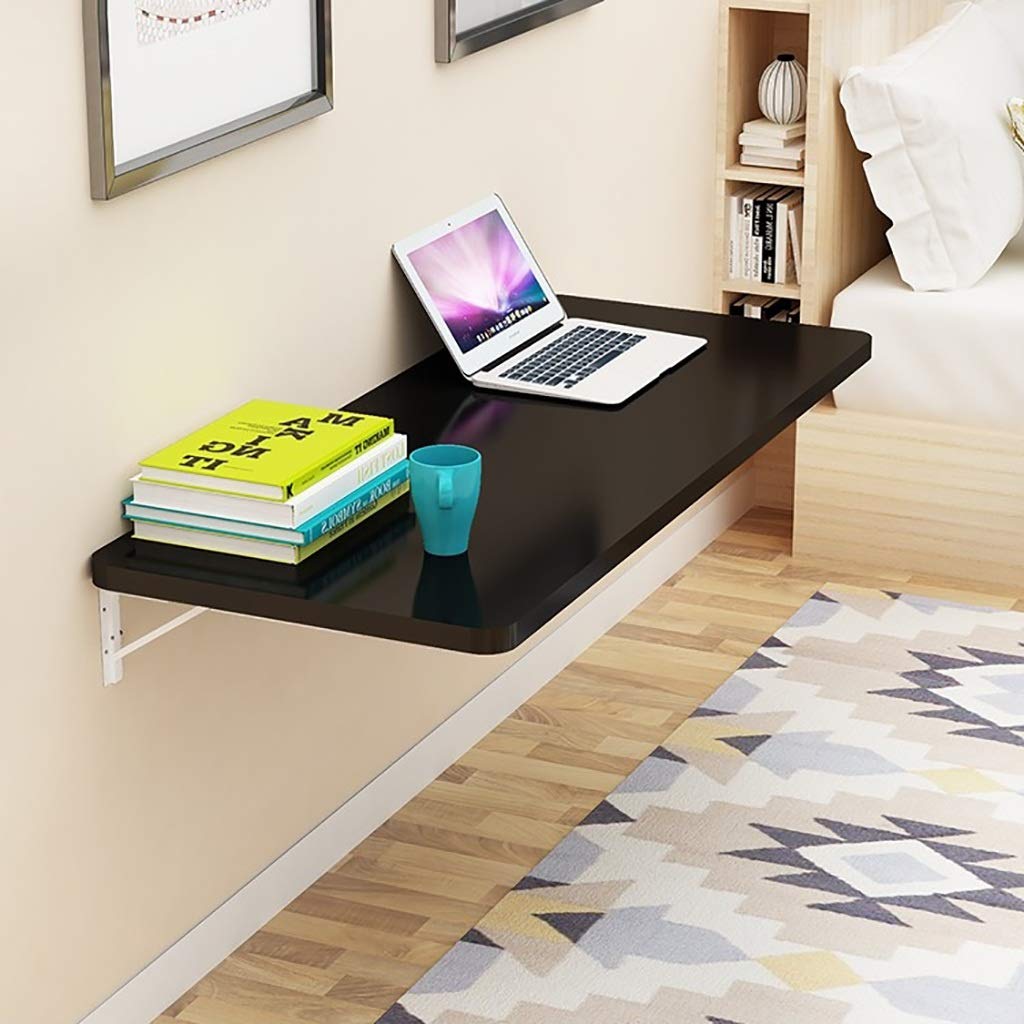 Zwarte klaptafel, houten wandgemonteerde tafel, beugel zwaar belastbaar, stabiel stevig, opvouwbare tafel voor keuken wasruimte restaurant slaapkamer (kleur: zwart, maat: 80 cm x 50 cm