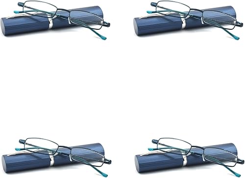 Miniatura 10 de EYE ZOOM Paquete de 4 gafas de lectura compactas de metal delgadas con estuche de tubo para hombres y mujeres