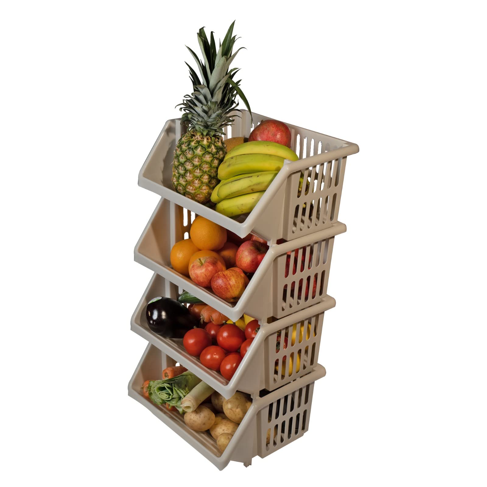 Nuovo Impilabile Cestello Portaoggetti In Plastica, Colore: Creme, Grigio, Lunghezza 36 Cm X Profondità 30 Cm X Altezza 17,5 Cm (nero, 1 Rastrelliera