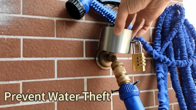 Stainless Steel Outdoor Faucet Lock - Prevent Water Theft & Unauthorized Use On Garden Hose Spigots (Fits 1-1/2" To 3" Bibs)