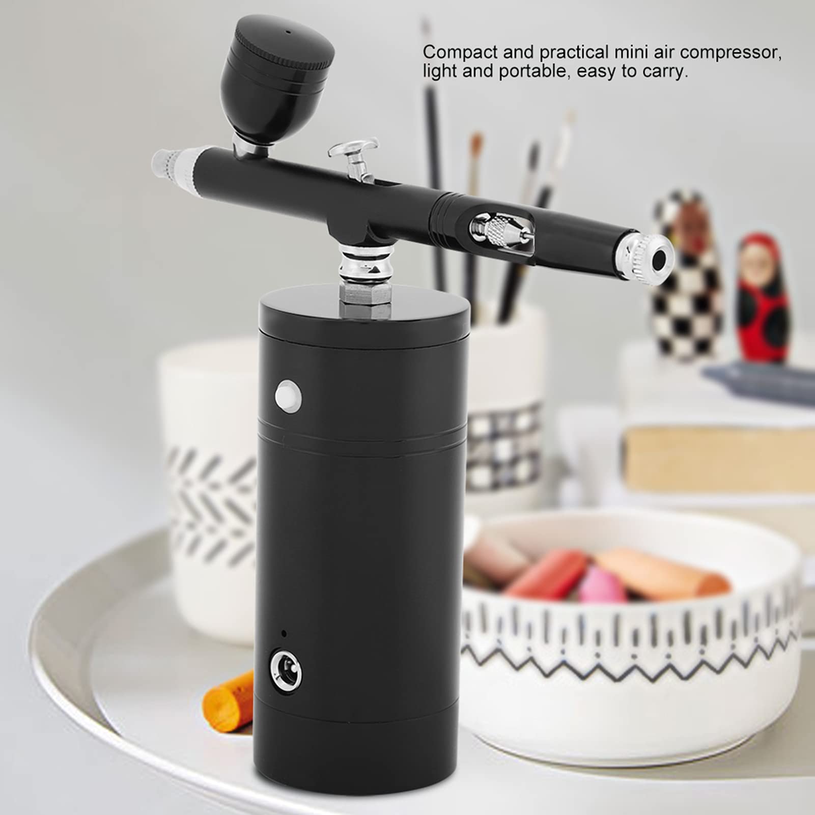 Spray Natryskowy, 0,3 Mm Czarny Mini Pistolet Natryskowy z Kompresorem Powietrza Zestaw Aerografów Zestaw Pojemności 7CC Zasilany Przez USB 8,4 V