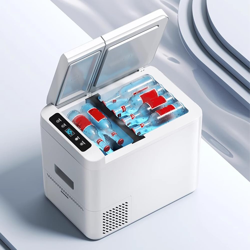Outdoor Camping Refrigerator, Beauty Skin Fridge, 28L Car And Home Dual-Purpose Freezer, Large Capacity Icebox, Ideal for Car And Office Use, White