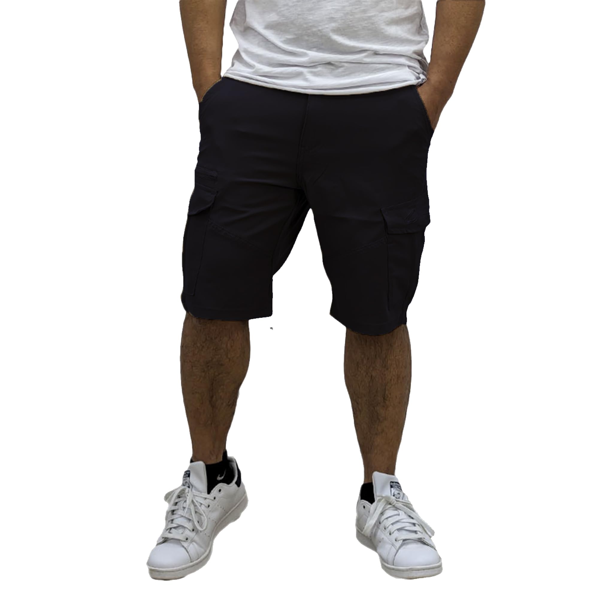 VR2 Denim Men's Cargo Shorts Regular Fit Multiple-Pocket Light Weight Workwear Summer Shorts for Men, Black Colour, Size- Small