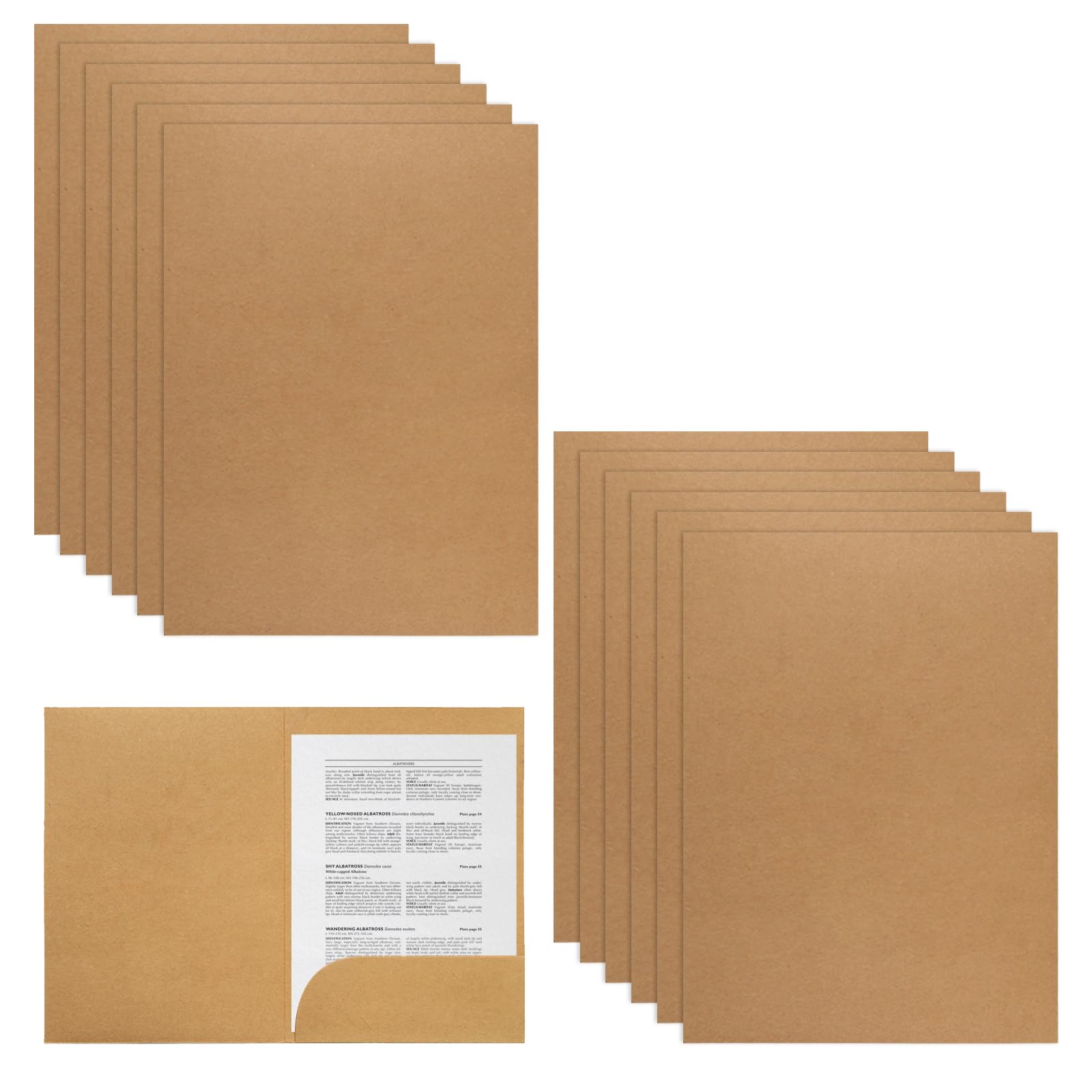 Lot de 12 Chemises Cartonnées en Papier Kraft au Format A4,Porte Documents avec Fente Pour Cartes de Visite, Enveloppe Plate, Réunions, Rapports, Convient Pour Les Bureaux, Les Écoles.