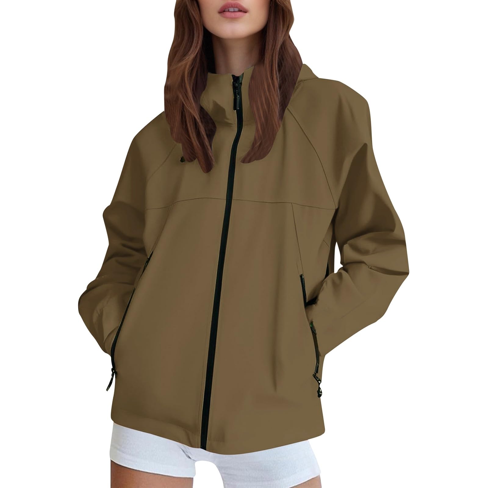 Generisch Damen Sweatjacke Sweatshirt Kapuze Zipper Locker Sport Lauf Übergang Kapuzenjacke mit Full Zip Oversize Taschen Casual für Herbst Bequem Weich Atmungsaktiv Einfarbig Langarm,S-4XL