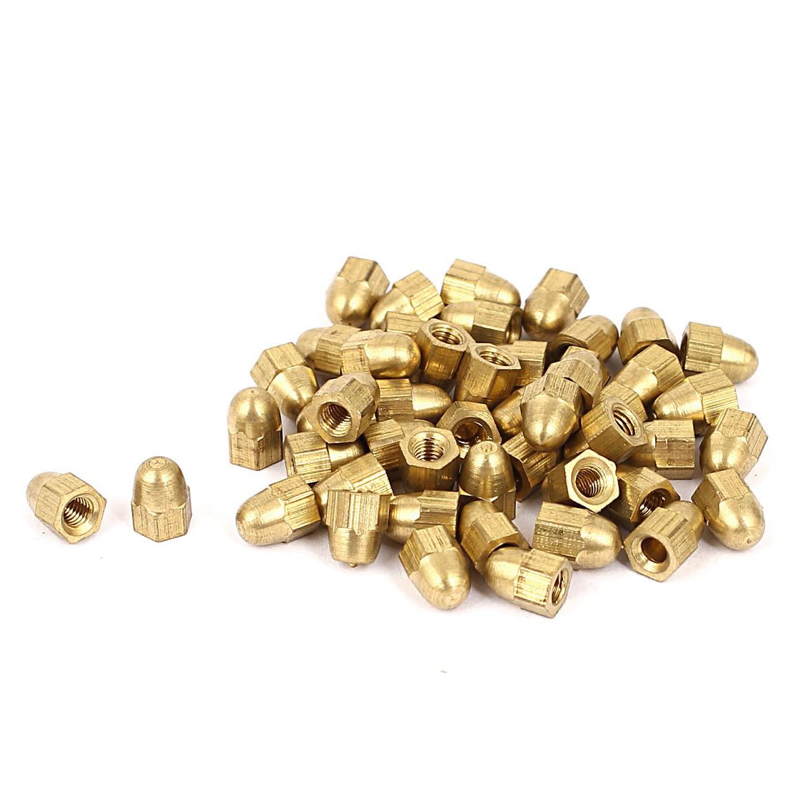 TA-VIGOR M3 Acorn Hex Cap Nuts Brass, M3 Dome Nuts Brass Acorn Cap Nut Set for Screws Bolts, Decorative Nut Cap for Furniture & Machinery 49Pcs
