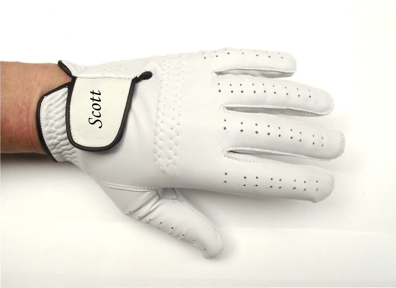 Towcester Leather Mens Golf glove Right or Left hand gloves that can be personalised (Personalised, XL, Left)