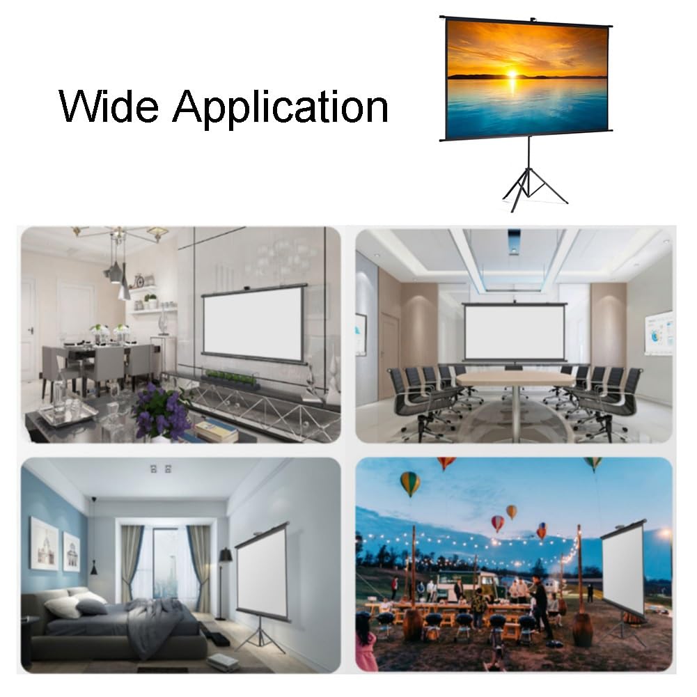 Écran de Projection Portable sur Pied, 60/72 Pouces, avec trépied, Enroulable, for intérieur et extérieur(72 inch)