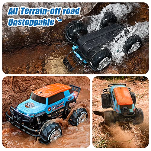 Ruko 1601AMP Amphibious RC Trucks, 1:10 Large Waterproof Monster Truck for Boys, 4x4 Offroad RC Car, All Terrain Vehicle with 2 Rechargeable Batteries, Gifts for Kids - Image 4