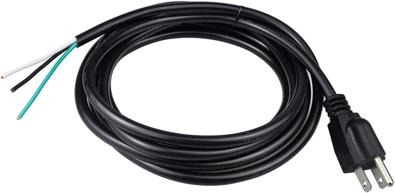 10ft 14 Gauge 3 Prong Heavy Duty Replacement Power Supply Cord Cable 110V 115V 120V Pigtail for Universal AC Appliance, NEMA 5-15 Plug US SJT 14AWG (15A) (Pack of 3)