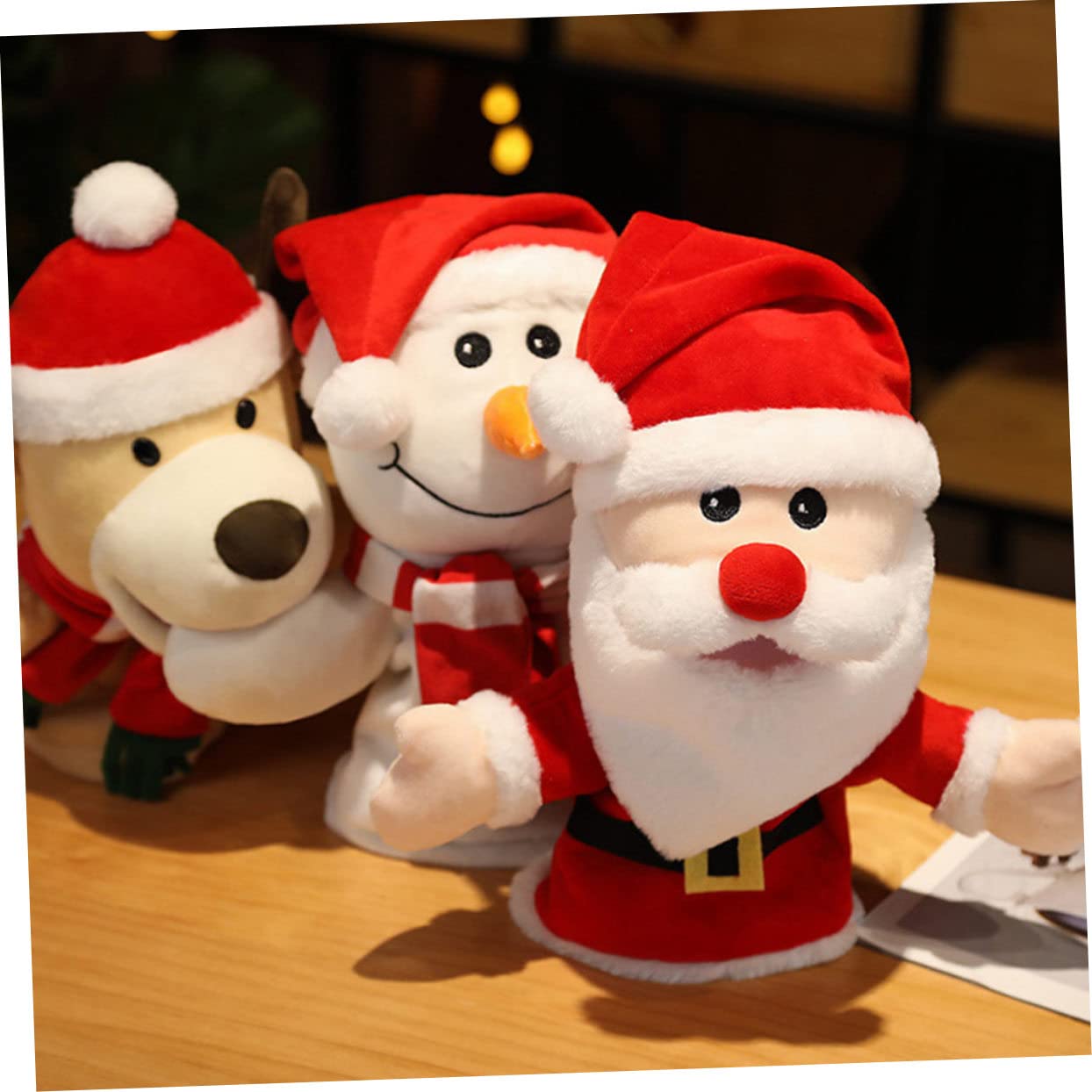 Hohopeti Juguetes de Peluche Marioneta de Mano Adorable Forma de Ciervo Navideño para Padres Hijos Títere de Dedo para Juguete Navideño Títere de Ciervo para Interactivo