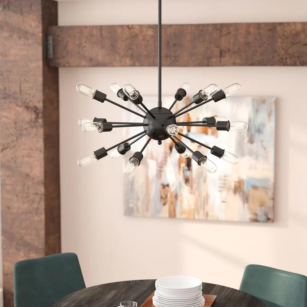 Mengjay Ceiling Light, 8/12/16 Lights E27 Socket Chrome Modern Ceiling Lights Living Room, Industrial Semi Flush Mount Gold/Black Chandeliers Ceiling Light for Kitchen, Bedroom, Dining Room