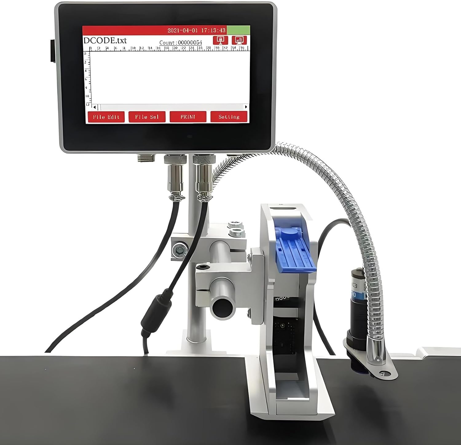 12.7mm/25.4mm Industrial Inkjet Printers,Automatic Coding Machine,Adjustable Printing Height & Direction,4.3 Inch Color Touch Screen,Built-in 8g Storage,Nozzle 12.7mm