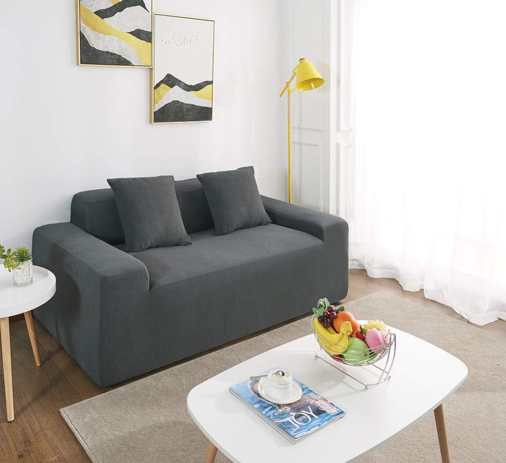Housse de canapé étanche et extensible 3 places gris foncé