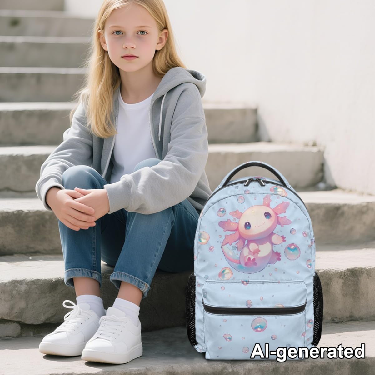 chaqlin Plecak dla dzieci torby szkolne dla chłopców 17 cali plecaki plecaki dzienne wiek 8-12 lat plecak dla dzieci studenci torby na książki, Axolotl, L, Casual