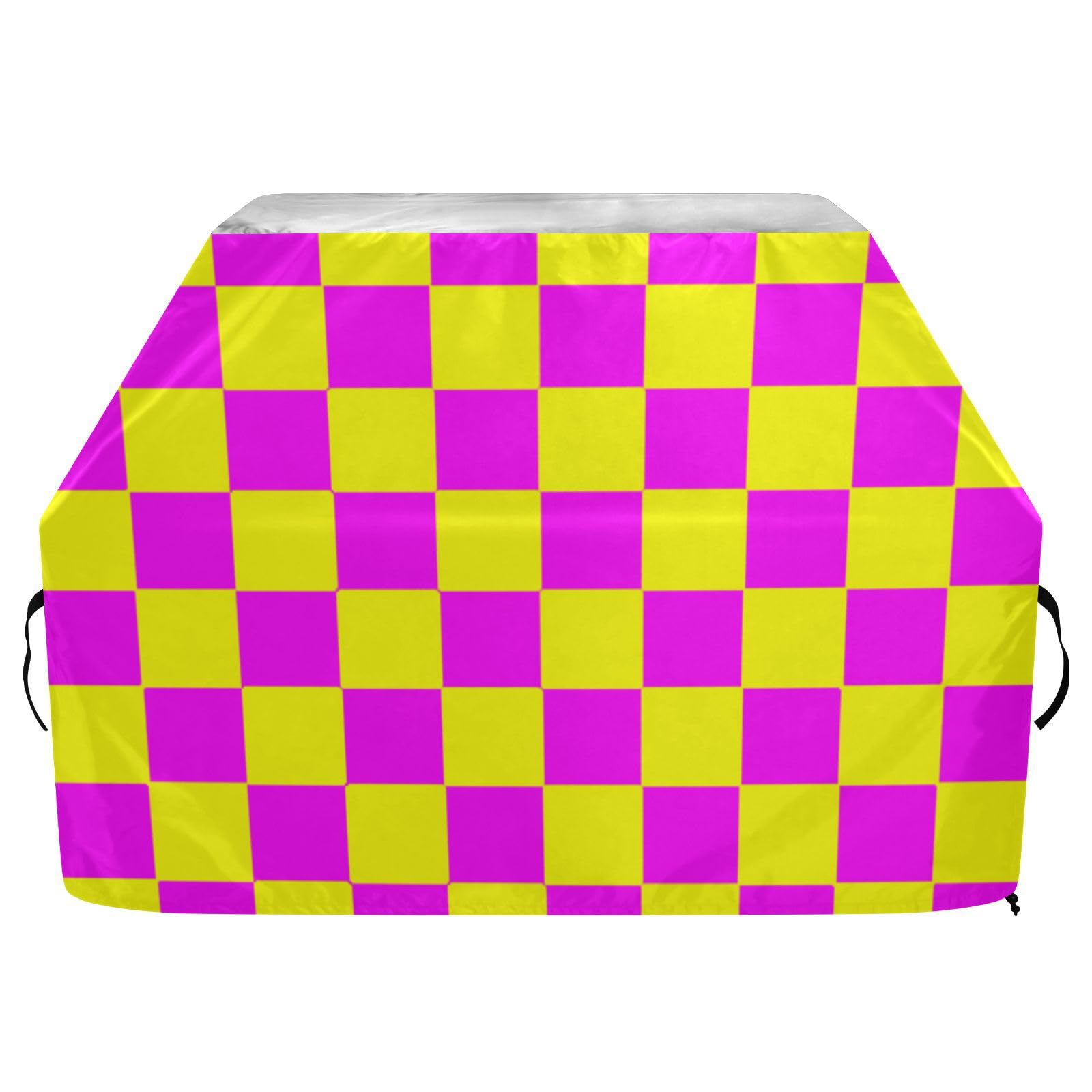 Żółty magenta bawół kratka 155 cm wodoodporny gazowy grill pokrowiec regulowany sznurek ochrona węgla przed kurzem i wiatrem niezbędnik na zewnątrz
