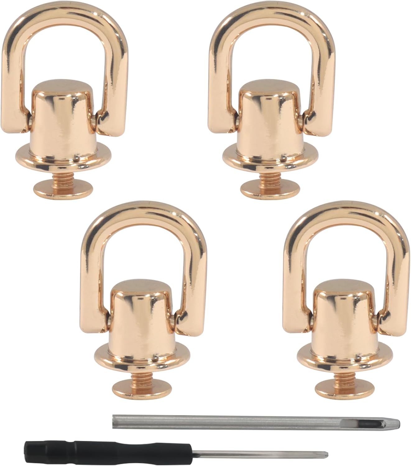 Seimneire 4 Set Rotatable D Rings, Gold Rivets Stud Screw Purse Straps image 5