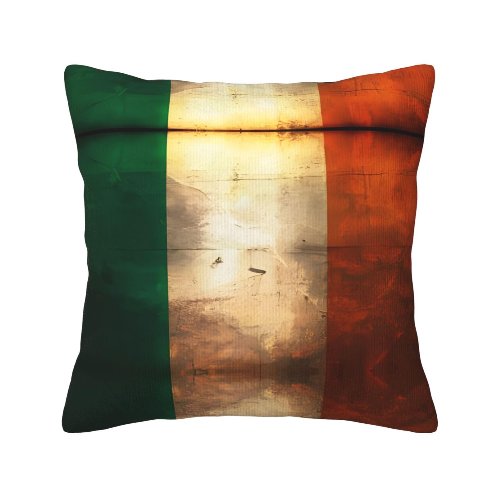 HGIUYDRD Retro Irish flag Print Corduroy Throw Pillow with Invisible Zipper Closure for Living Room, Couch and Bed