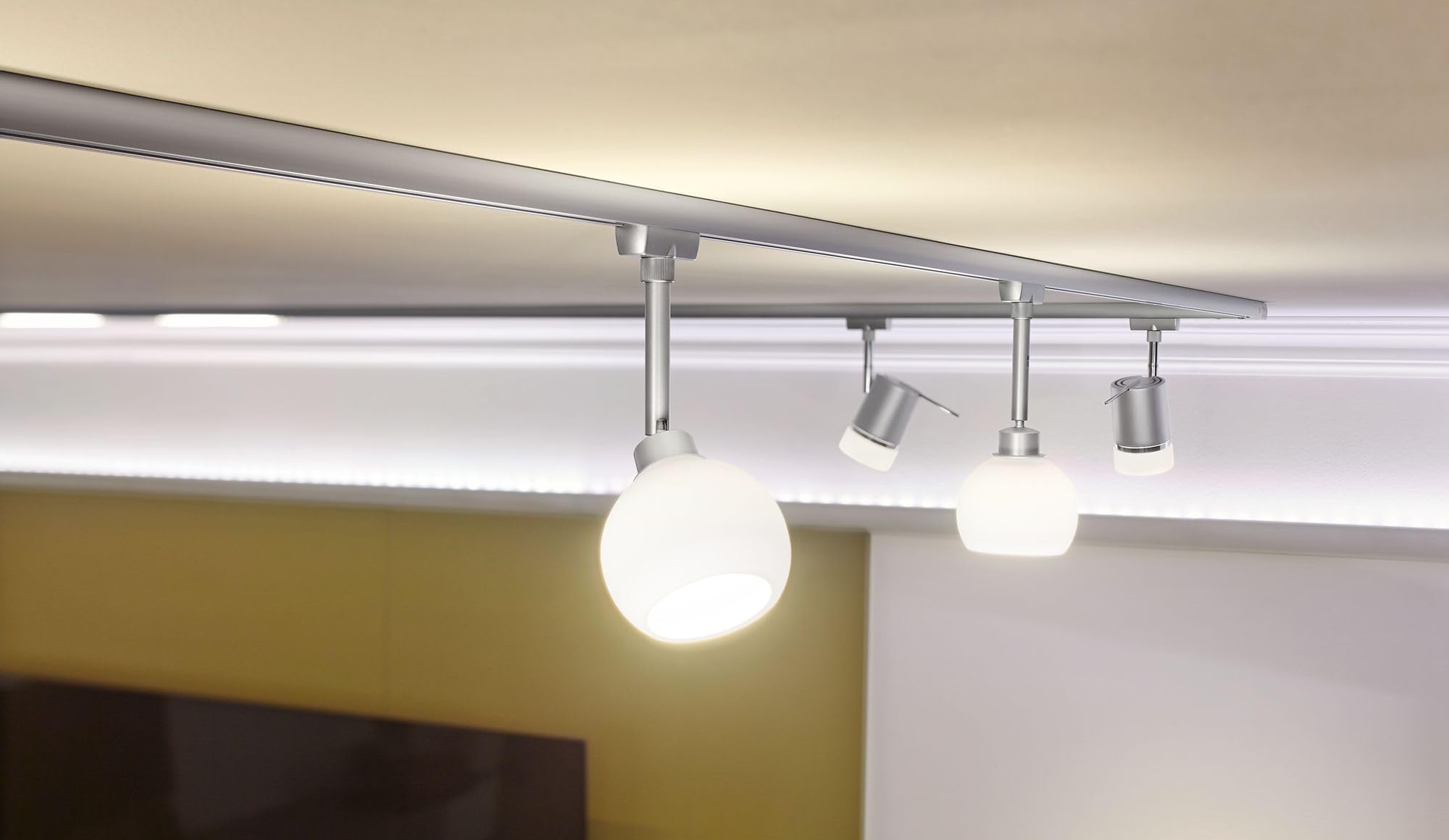Paulmann 95182 URail Spot sur rail DecoSystems Basic Spot simple GZ10 250 lm 3,5 W 2700 K dimmable 230 V chrome mat système de rail URail