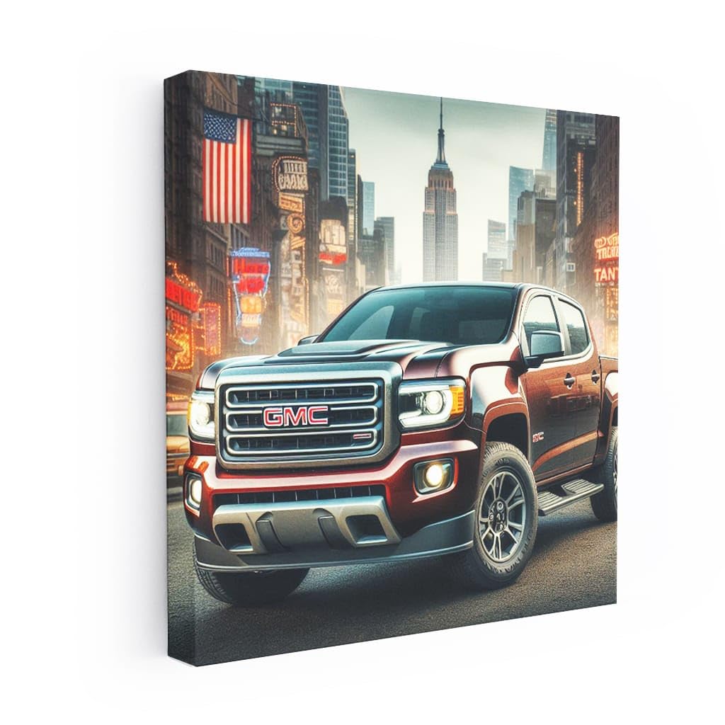 Car Canvas Automobile Wall Art Bedroom Posters Print GMC Old Retro New York 2 [Canvas Framed - 24x16 inch]