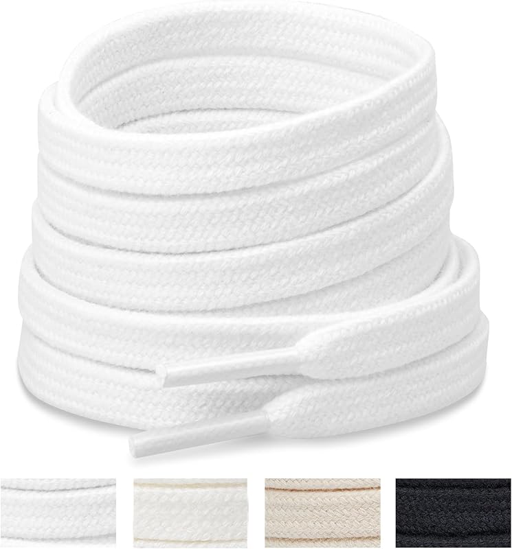 Handshop 2 Pairs Flat Athletic Shoelaces 5/16" Wide Sneaker Shoe Laces | Double Layer Cotton Shoe Laces for Sneakers, 22 Colors, 5/16" (8 MM) Wide in 31"-72" Replacement Shoe Laces