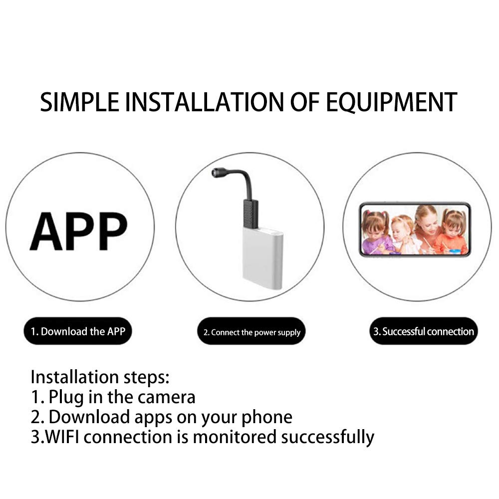 Kamera nadzorująca Mini USB WiFi (64GB karty TF), inteligentna mini kamera szpiegowska w czasie rzeczywistym IP AI wykrywanie człowieka nagrywanie w pętli